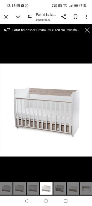 Pătuț Dream New 60x120, White & Light Oak 3in1