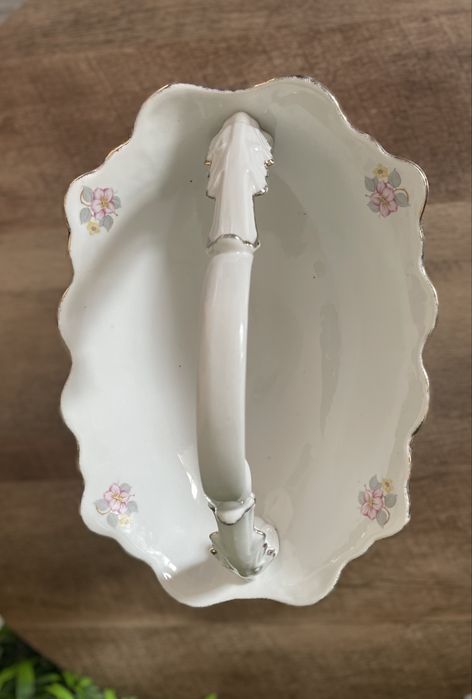 Antique fine porcelain floral basket