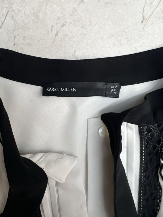 Риза на Karen Millen - бяла с черно, М/Л размер