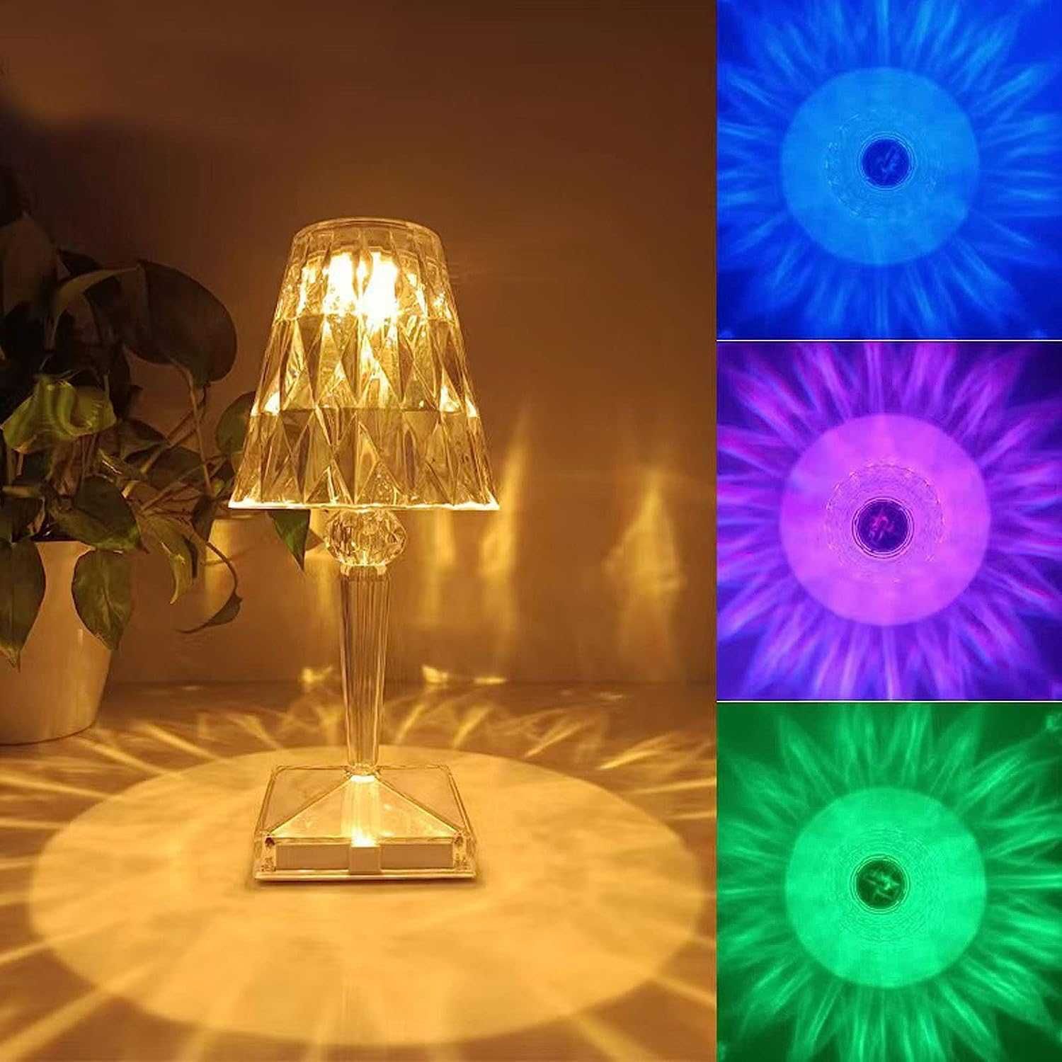 Lampa acrilica tip cristal 16 culori reincarcabila telecomanda 11x25cm