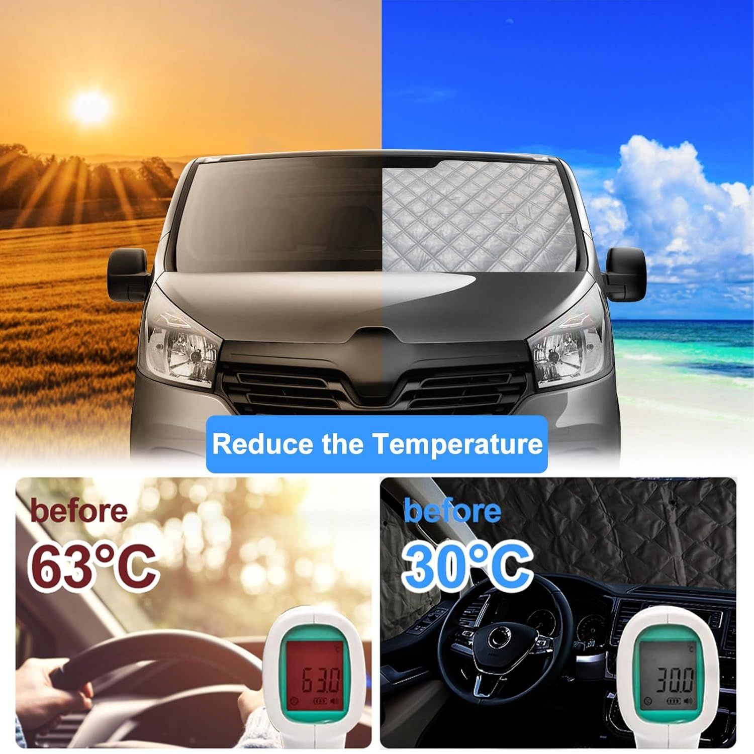 К-кт 8 части термо щори / сенници за Renault Trafic, Opel Vivaro