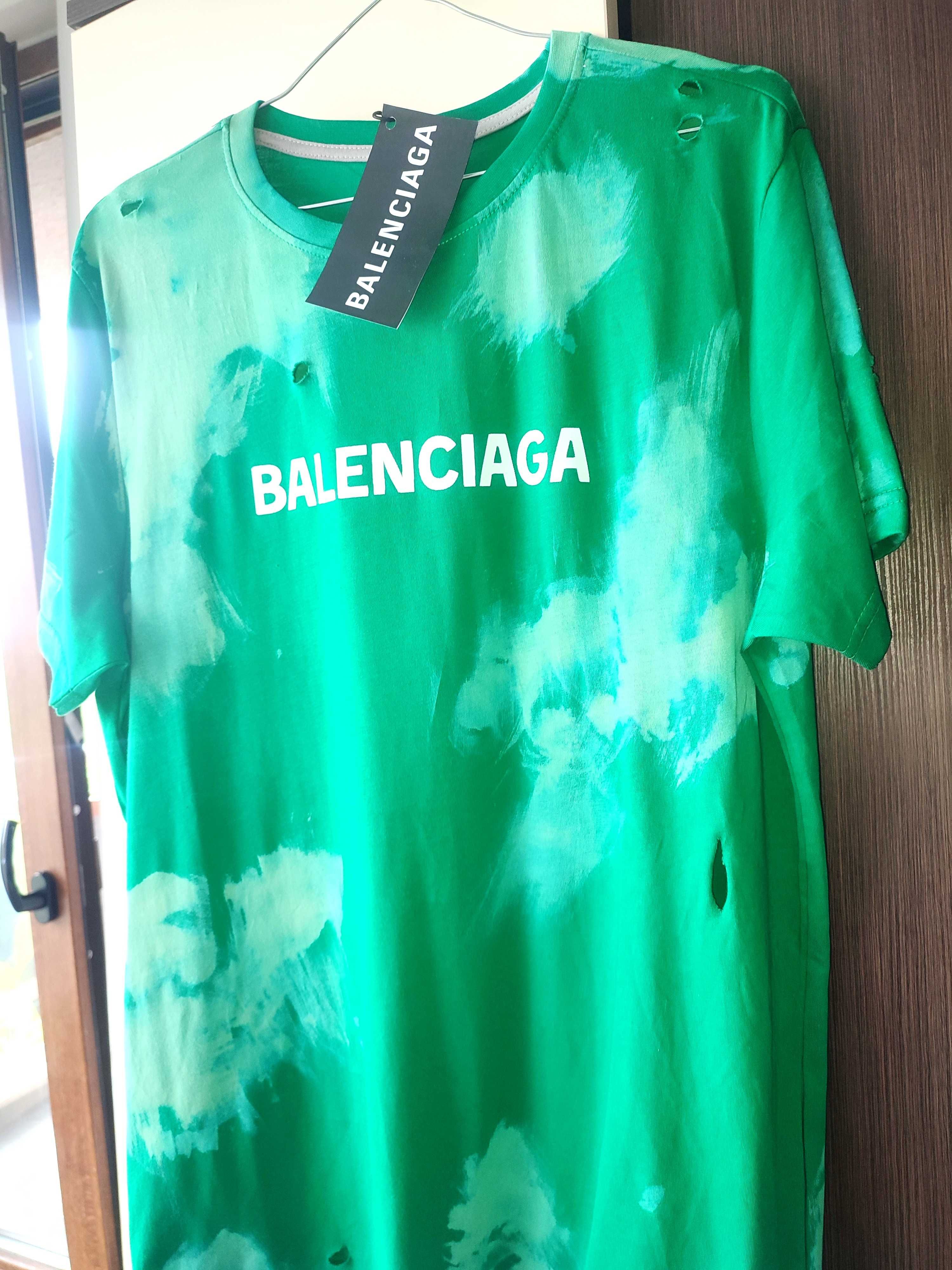 BALENCIAGA зелена мъжка тениска дизайнерска маркова , тениски