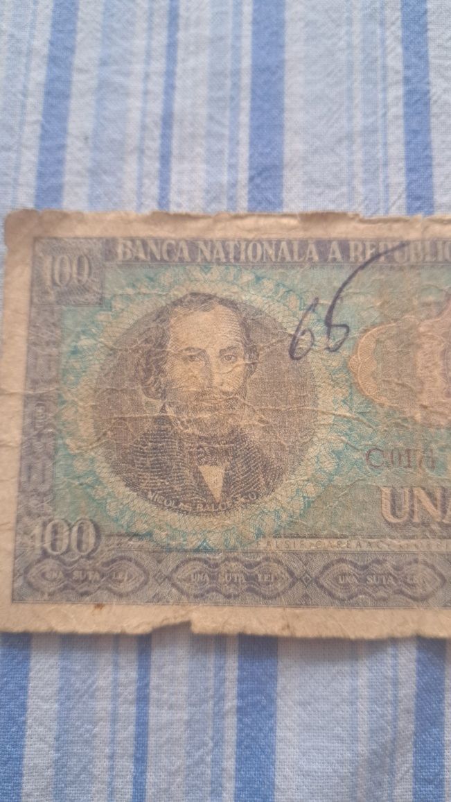 Bancnota 100 lei Nicolae Balcescu 1966