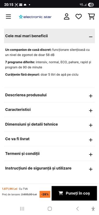 Amazonia, mini masina de spalat vase