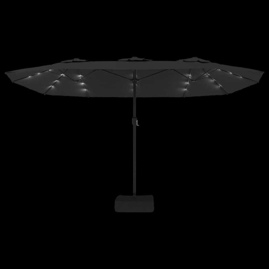 Umbrela de soare gradina/terasa cu lumini LED 450×245 cm Gri Antracit