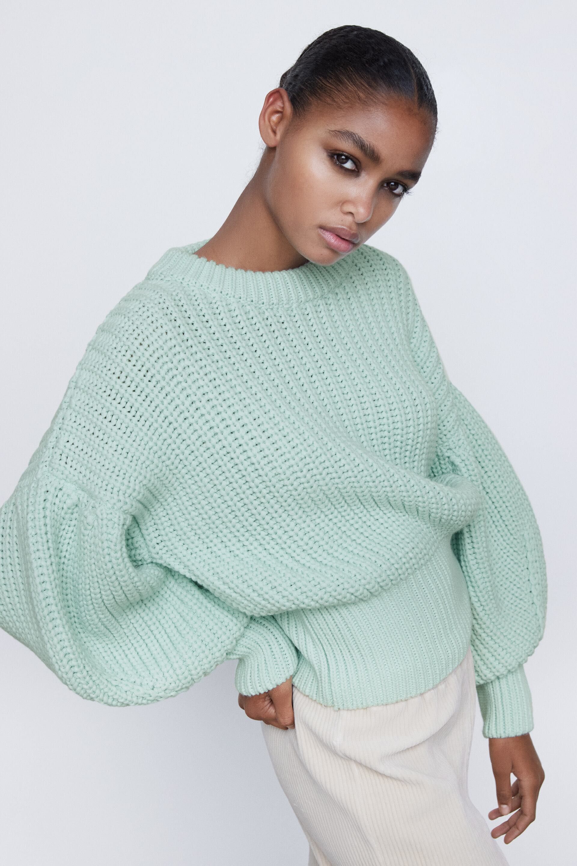 Zara пуловер с обемен ръкав