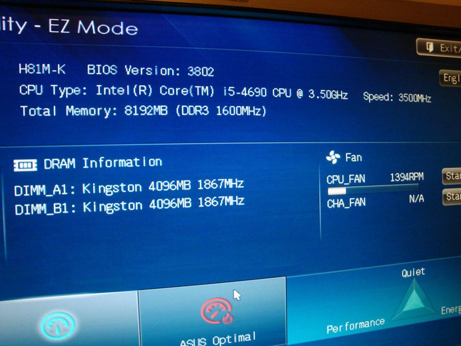 Placa de baza Asus H81M-k procesor i5 4690 3.9Ghz 8GB DDR3 1866