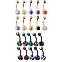 Cercel Pierce Piercing Buric auriu rose gold piatra negru swarovski