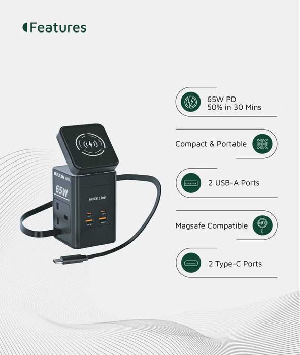 Green Lion 65W Max Power 3250W — Универсальный Адаптер. Есть доставка