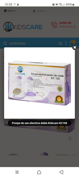 Pompa electrica dublă de sân