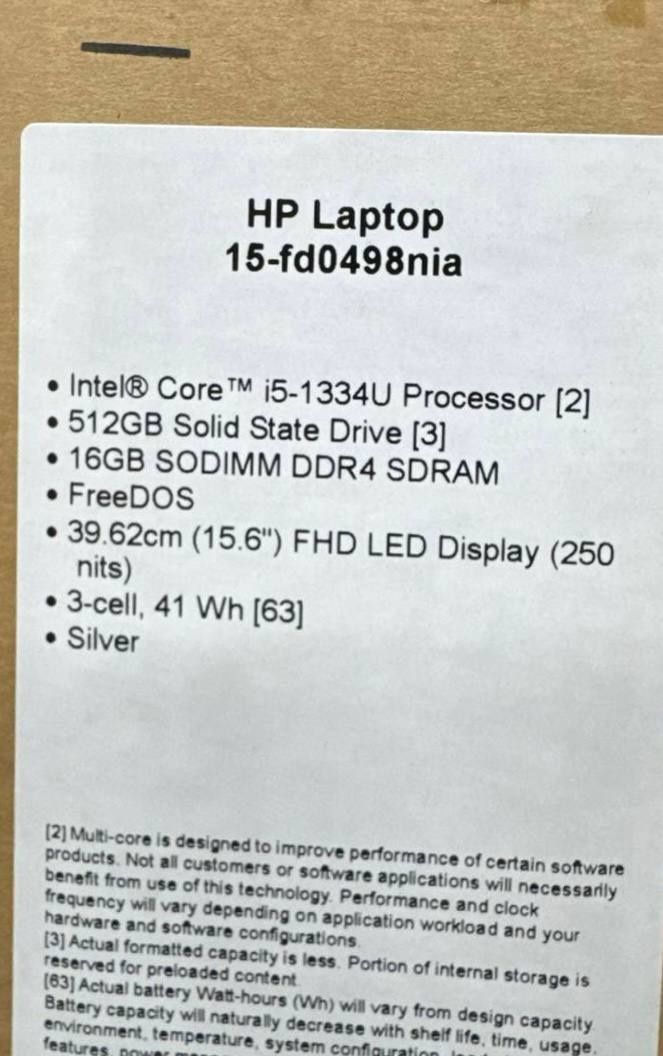 Hp Laptop 15-fb0498nia