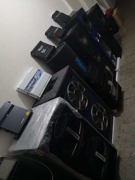 Stație amplificator subwoofer auto bass kit montaj hi-low player boxe