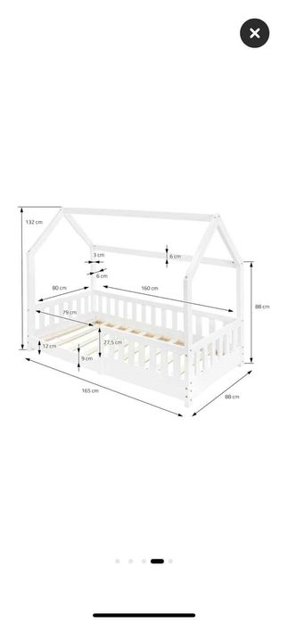 Pat alb 160x80, tip casuță nou în cutie