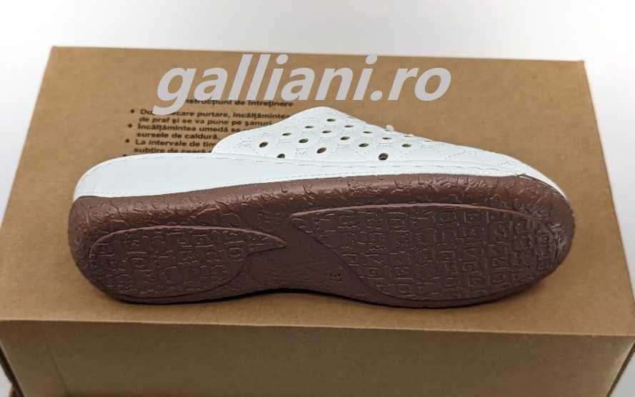 Papuci albi casual dama-interior,brant din piele naturala-galliani.ro