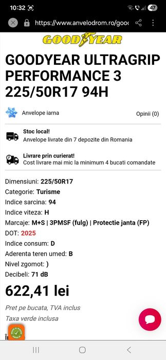 GOODYEAR ULTRAGRIP Performace 3 225/50R17 94H M+S