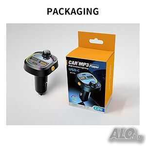 C28 CAR Bluetooth FM трансмитер - 3.1 А, 7 LED светлини, 2xUSB + TYPE