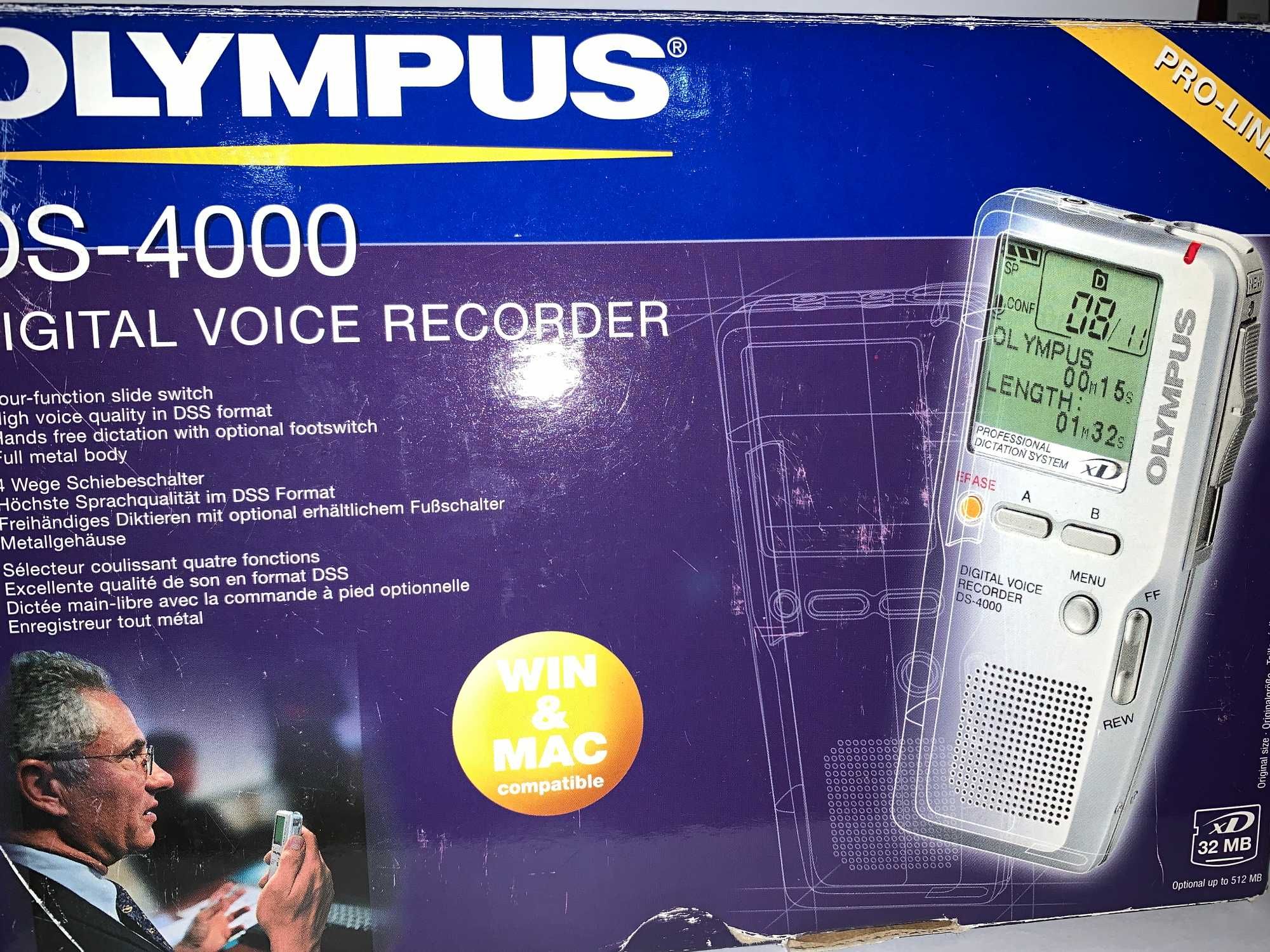 Reportofon digital profesional Olympus DS-4000 544MB XD mem ext ca nou