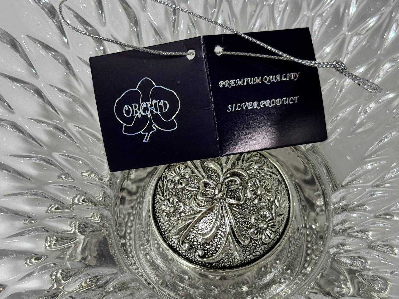 Новая хрустальная ваза orchid silver , высота (баландлиги) 18, диаметр