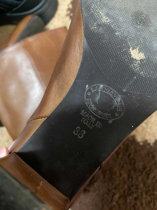 Cizme lungi din piele maro, Lavorazione Artigiana, marimea 36