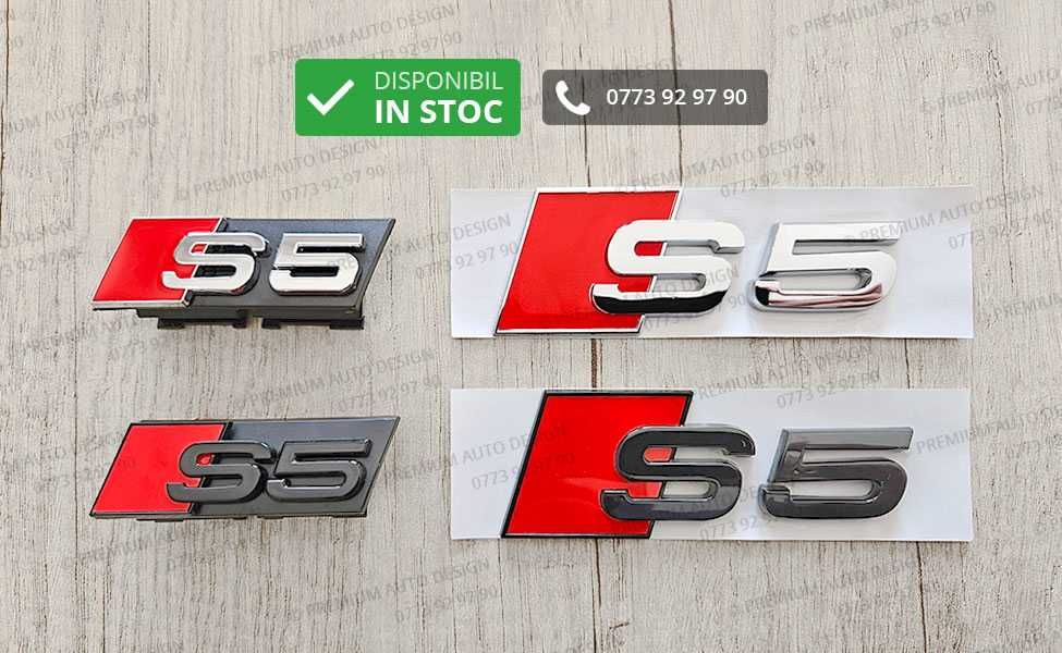 Set embleme / sigle metalice (crom sau negre) - Audi S3 / S4 / S5 / S6