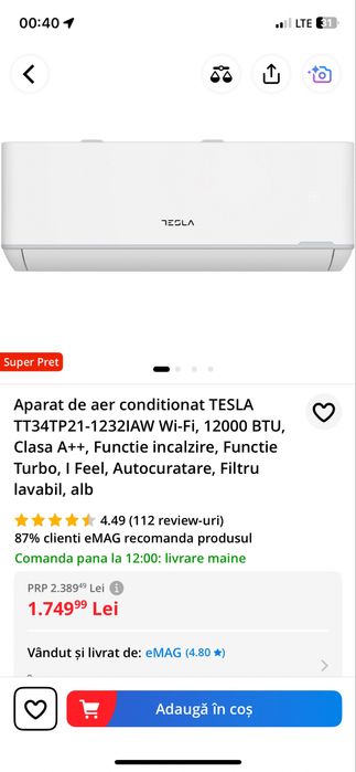 Aer conditionat Tesla