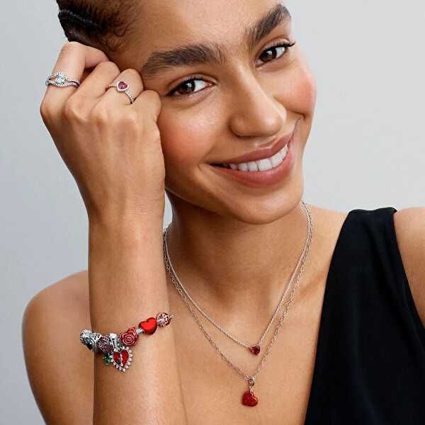 Talisman Pandora 2025 inimă roșu opalescent, pret excelent!