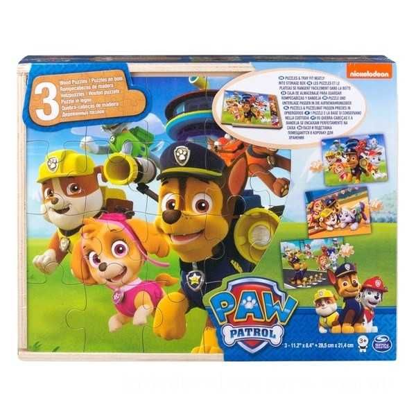 PAW PATROL Nickelodeon дървен пъзел 3 в 1