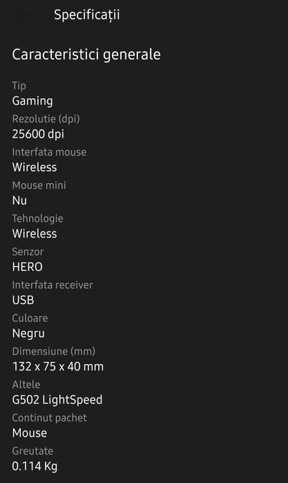 Mouse gaming wireless logitech G502 LightSpeed Hero