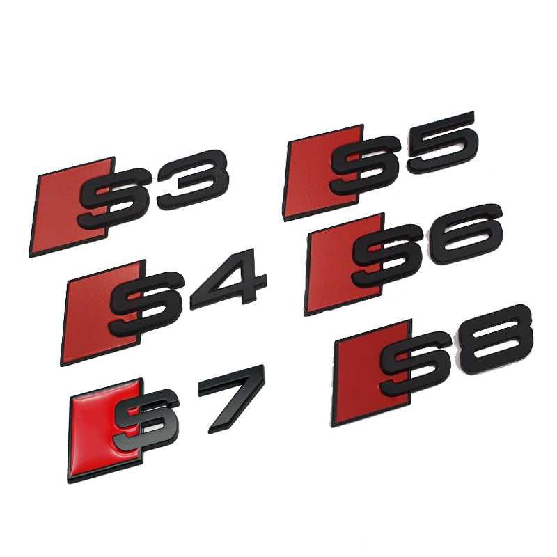 Emblema S4, S5, S6, S7, S8 spate portbagaj Audi, Negru matt