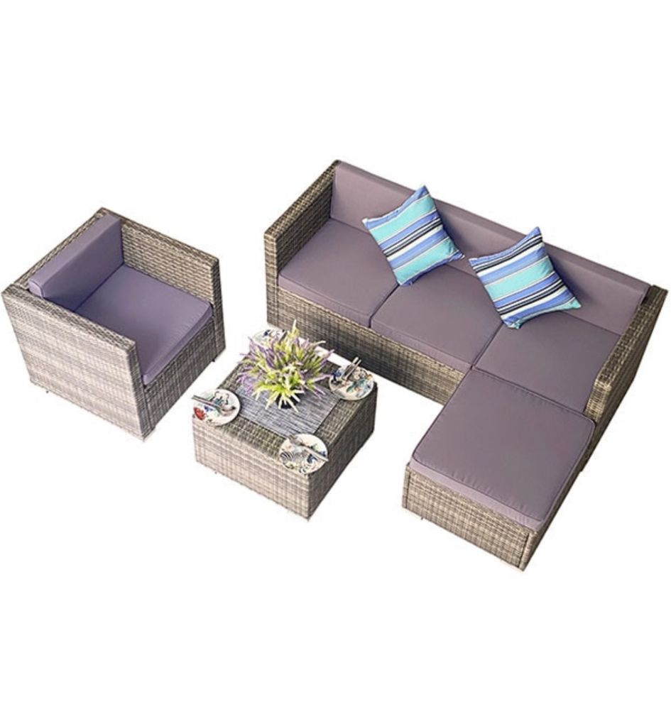 Set mobilier gradina 4 piese, gri inchis