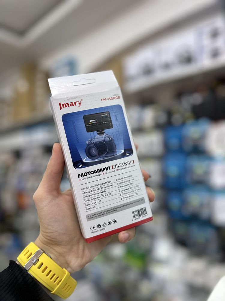 Прожектор Jmary FM-150RGB компактный и мощный RGB фонарь видео свет