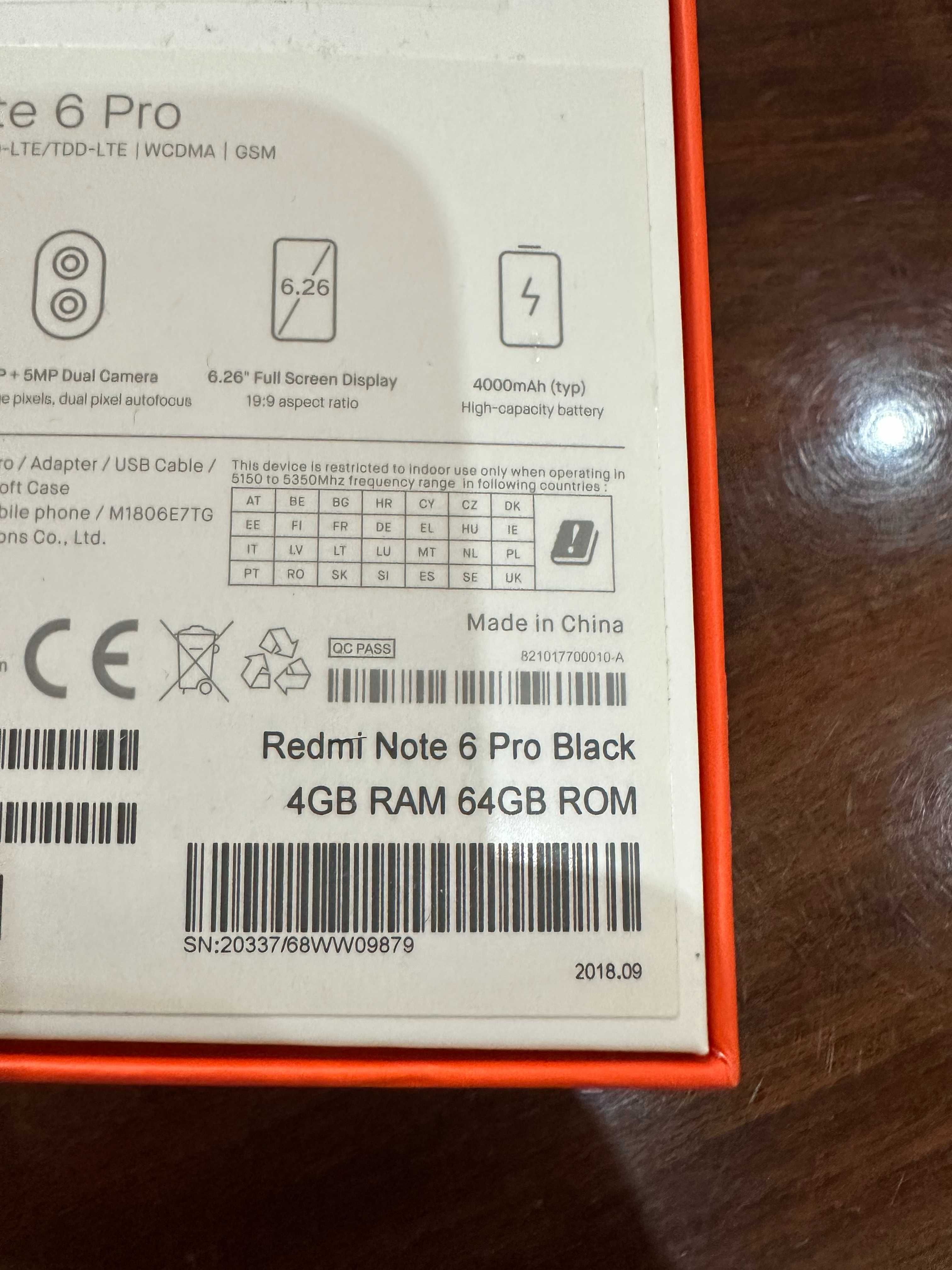 Redmi note 6 pro 64Gb 4Gb RAM