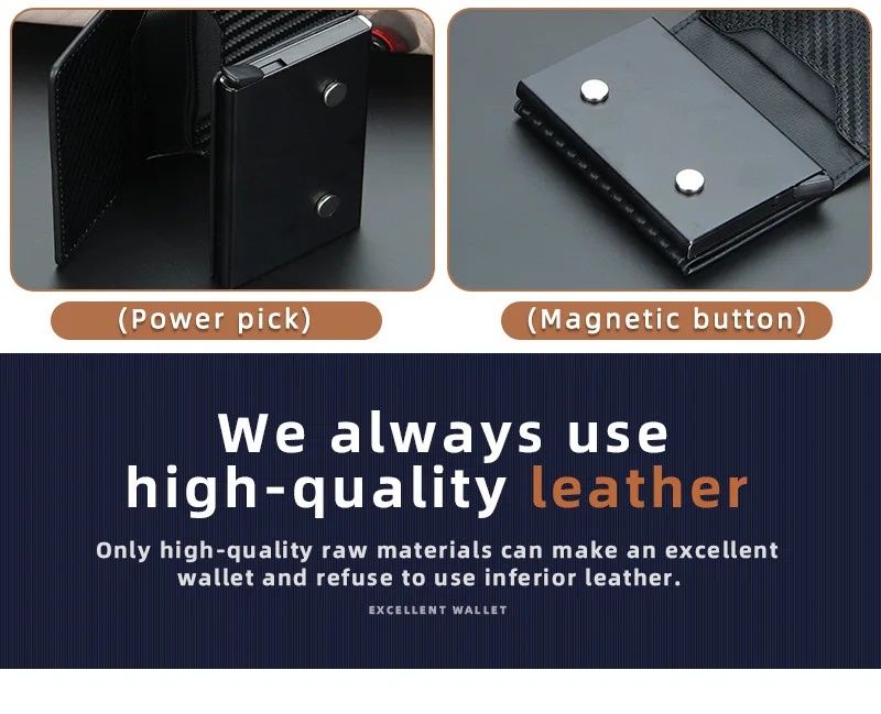 Кожен портфейл с cardholder за кредитни карти от алуминий с RFID защит