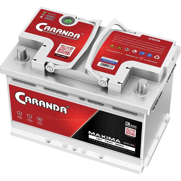 Noua Baterie Auto Caranda Maxima 75AH 680A si 3 Ani Garantie