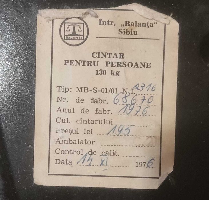 Cantar mecanic de persoane Balanta Sibiu