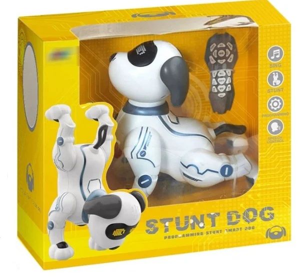 Робот собака акробат с пультом управления и голосовыми командами