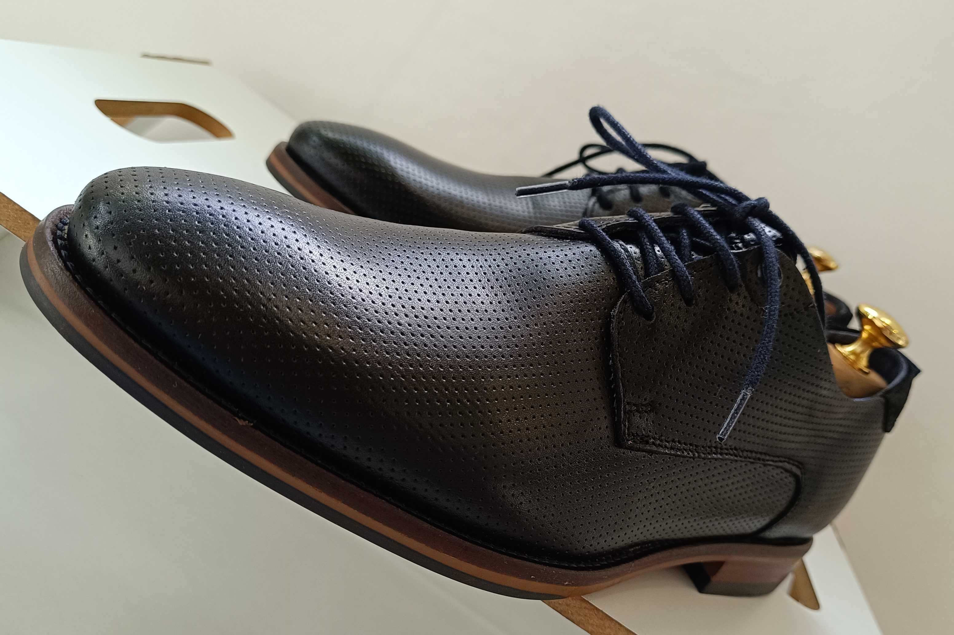 Pantofi derby 42 plain toe premium Oliver Jacob NOI piele naturala
