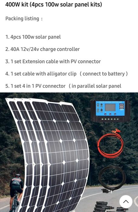 Kit mobil 4 panouri fotovoltaice flexibile -400w