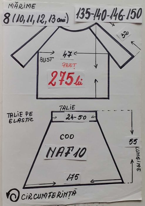 Costum popular pentru copii marimea  (10-11-12-13-14 ani)
275 lei