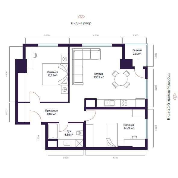 MODERA TOWERS 71.79м2 21 Этаж