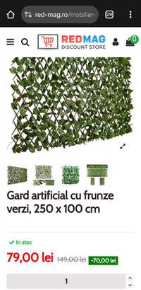 Gard artificial cu frunze 6* 250*100cm NOU