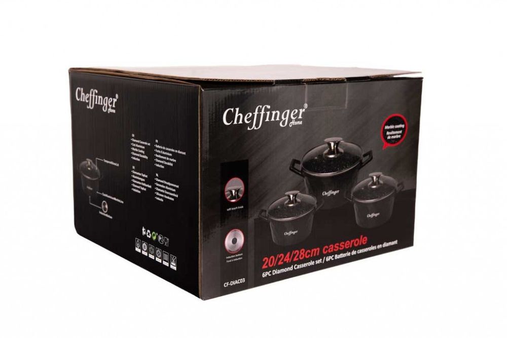 Комплект от 3 броя висококачествени съдове за готвене Cheffinger - 6 ч