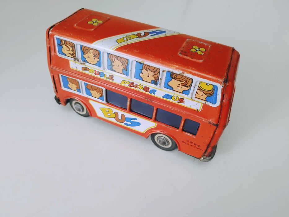 Jucarie veche tabla autobuz cu etaj Leyland London,  MF 291 CN, 1/24