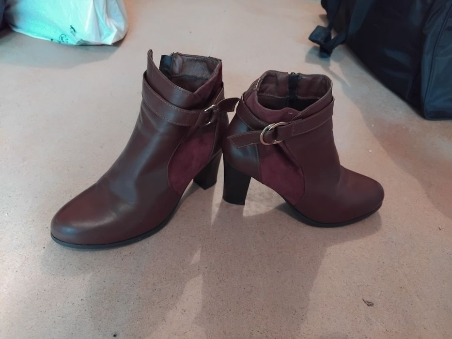 Дамски боти с ток от естествена кожа