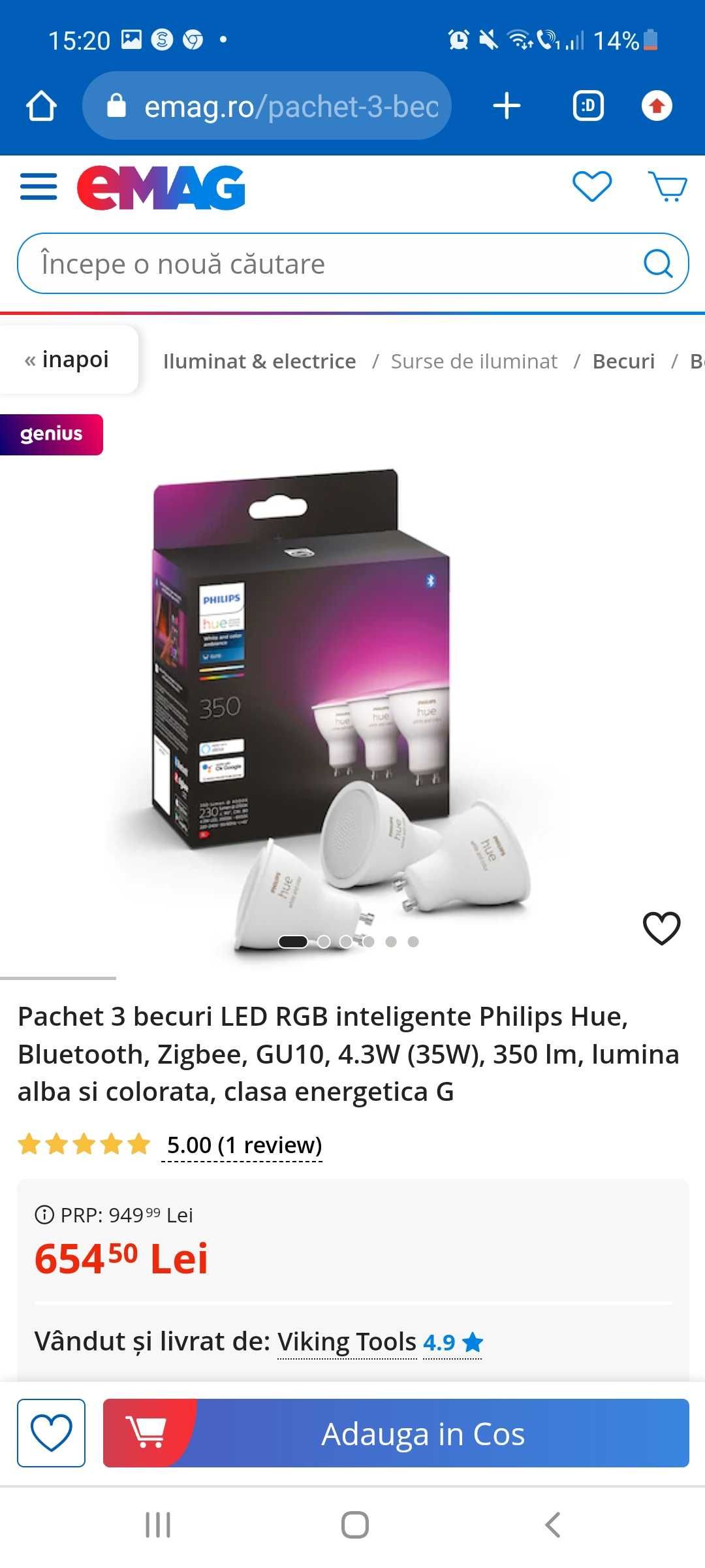 Philips hue banda led si becuri led color