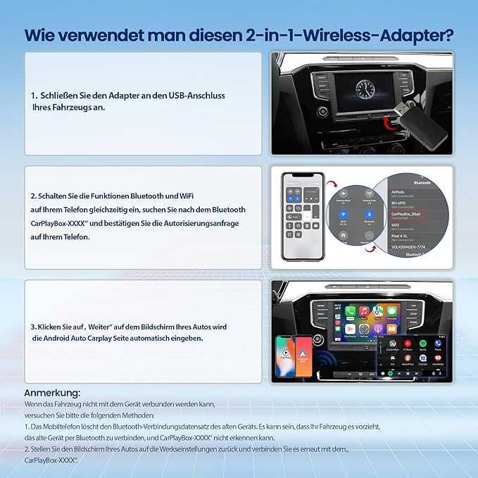 LIAMORFE 2 в 1 USB безжичен CarPlay Android адаптер за кола