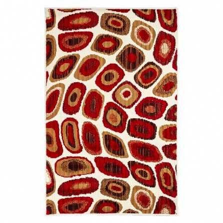 Covor modern geometric 2 covoare set crem/bej/rosu/negru