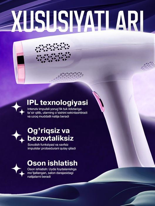 Fotoepilyator uyda foydalanish uchun lazerli, arzon narxda