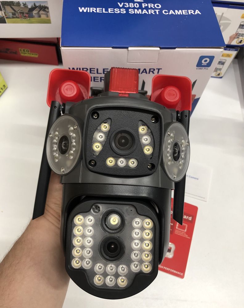 Camera 360 inteligentă 4G Sim Wifi V380 Pro 4k -Detectie Smart Long IR