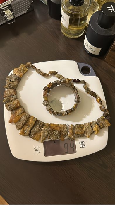 Набор: бижутерия, колье, браслет, украшение, янтарь, подвеска.